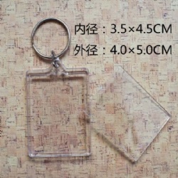 Plastic acrylic blank keychain clear keyring 35x45mm