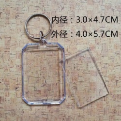 Plastic acrylic blank keychain clear keyring 30x47mm